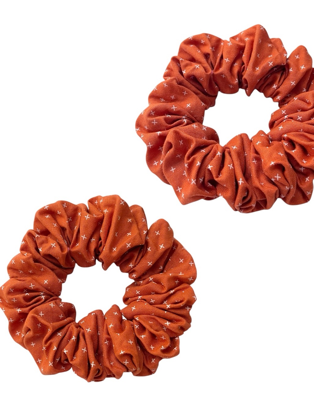 Floral and Polka Dot Scrunchie Set - Brown, Orange, Cream - Picture 7 of 8